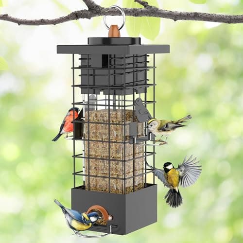 Metal Squirrel Proof Bird Feeder for Outdoors Hanging Gravity Protection Squirrel Proof Wild Bird Feeders for Outside, 2.5 lb Capacity 7