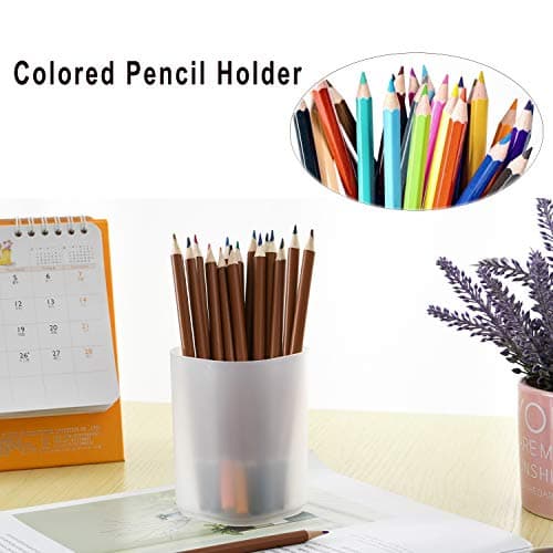 Marbrasse Desk Organizer - 6Pcs Pen Holder Cup Storage,Pen Organizer Stationery Caddy for Office, School, Home Supplies Translucent White 4