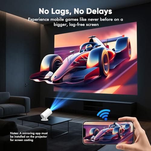 [ Built-in Google TV & Voice Control] WISHOLY Mini Projector with WiFi and Bluetooth, Built-in Streaming Apps, Portable Movie Projector 4K with 180° Rotatable for Outdoor, Home Theater, Movie Night 8