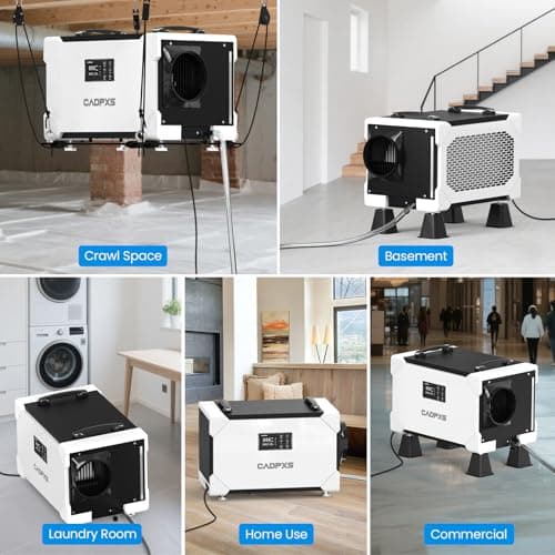 CADPXS Crawlspace Dehumidifier, 145 Pints Commercial-Grade Dehumidifier with Drain Hose for Crawl Spaces, Basements, Industrial and Water Damage Use, Large Capacity, Auto Defrost, Memory Restart, cETL 8