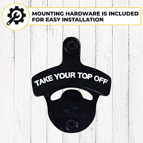 KiKS Products Bottle Opener Wall Mounted - Take Your Top Off opener - Cool &Funny Beer Opener - Perfect for Men, Dad, Boyfriend, Beer Lovers - Durable Black Wall Mounted Beer Accessories 5