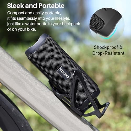 TOZO PA2 Bluetooth Speaker with Dual Drivers & Dual Bass Diaphragms, Deep Bass Loud Stereo Sound, 25H Playtime, Custom EQ App Portable Wireless Speaker for Home Outdoors Travel Black 8