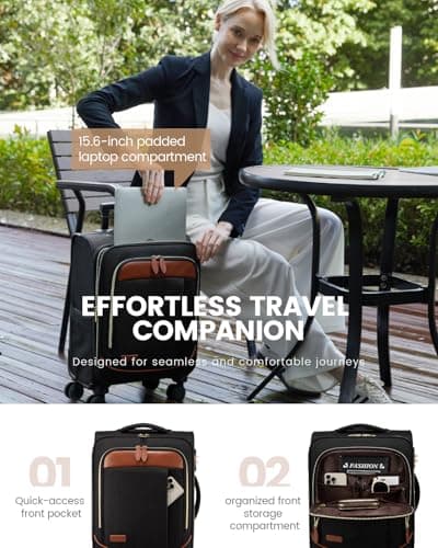 LOVEVOOK Carry on Luggage for Women and Men, Softside Suitcases with Daul Wheels 5