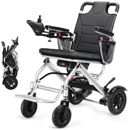 33 Lbs Lightweight Electric Wheelchair, Electric Wheelchairs for Adults Foldable, 15 Miles Range Motorized Wheelchair for Seniors, All Terrain Compact Portable Power Wheelchair, 330 Lbs Capacity