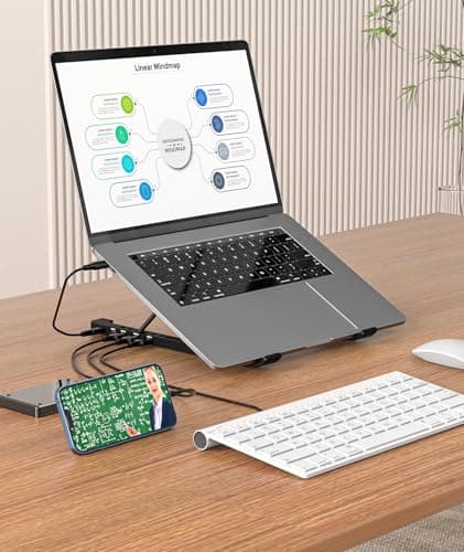 BoYata USB C Laptop Docking Stand, 5-in-1 USB C Hub with 3 USB 3.0, Universal Docking Station for MacBook Pro/Air/Dell/HP/Surface/Lenovo, Plug and Play (Black) 7