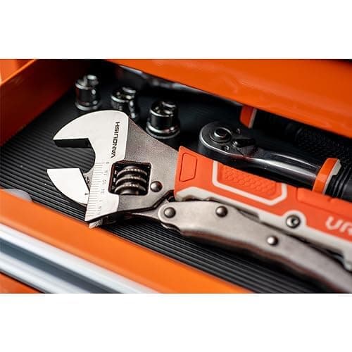 VANQUISH 10'' Locking Adjustable Wrench Extreme Grip, CR-V Steel TPR Handle, Wrench for Auto Repair, General Assembly, Maintenance, Plumbing, 3160 10