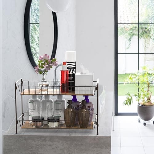 Simple Houseware Countertop Spice Rack 2-Tier Kitchen Spice Organizer Storage Shelves, Bronze 7