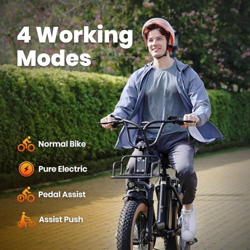 1500W Peak Electric Bikes for Adults 20" Fat Tire E Bike with 90 Miles Max Range 28 MPH Electric Bicycle Step-Thru E-Bike with 48V Removable Battery Front Fork Suspension 7 Speed Commuter Ebikes 8
