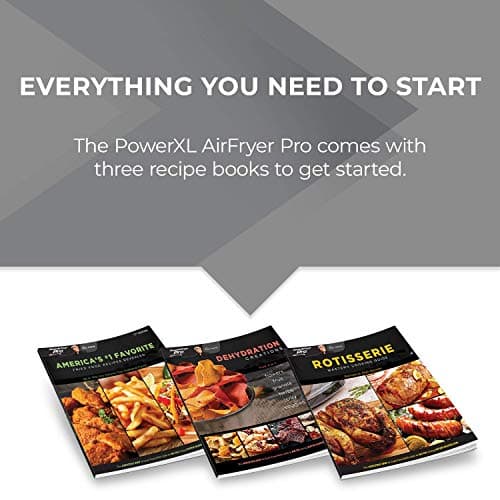 PowerXL Air Fryer Pro, Crisp, Cook, Rotisserie, Dehydrate; 7-in-1 Cooking Features; Deluxe Air Frying Accessories; 3 Recipe Books (6 Qt, Black) 7