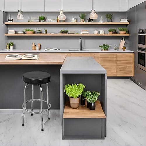 BIG RED Torin Swivel Bar Stool: Padded Garage/Shop Seat with Chrome Plated Legs, Black, 28.74" Tall, 18.5" Diameter 5