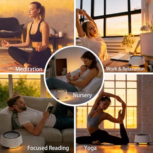 BGOVERSS White Noise Sound Machine with 20 Soothing Sounds, 10 Colors Night Light Sleep Machines Home Office Travel, 5 Timers and Memory Feature Sound Machine for Nursery Baby Kids Adults (White) 6
