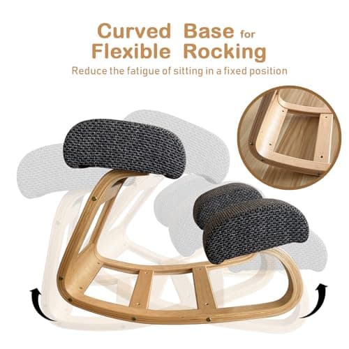 Kneeling Chair, Ergonomic Desk Chair for Office Home - Improve Your Posture with Angled Rocking Stool - Solid Wood Rocking Chair with High-Resilience Foam Seat Cushions 5