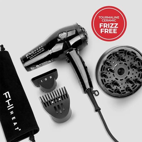 FHI HEAT Platform Nano Lite Pro 1900 Turbo Tourmaline Light Weight Ceramic Quick Dry Hair Dryer with 3 Piece Attachment Set, Black 5