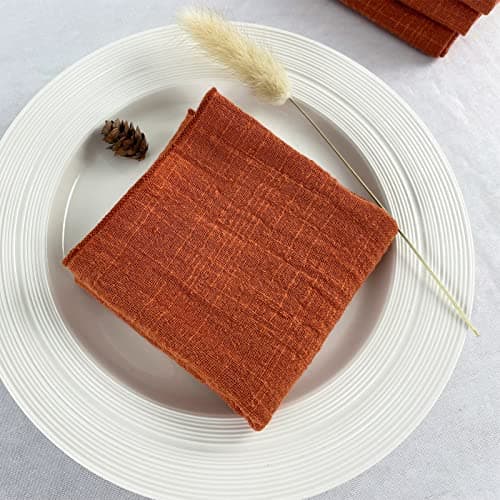 EHLDekol Gauze Cloth Napkins 6 Pack 16x16 Inches 100% Natural Soft Cotton Weddings Decorative Parties Family Everyday Use Bulk Linen Dinner Napkins (Terracotta, 6 Pack) 6