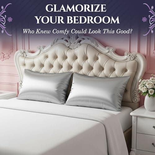 DECOLURE 100% Pure Mulberry Silk Pillow Case Standard Size – Highest Grade 30 Momme 6A+, Luxuriously Soft & Cooling Silk Pillowcase for Hair & Skin, Hypoallergenic, Breathable, Hidden Zipper (Silver) 6