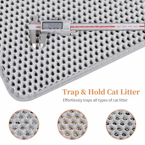 Cat Litter Box Mat for Small Cats, Double Layer Honeycomb Cat Litter Trapping Mats, Waterproof Urine Proof Non-Slip Litter Pad for Indoor Kitty Cat Litter Rug, Easy to Clean Grey (23.6'' x 14.9'') 8