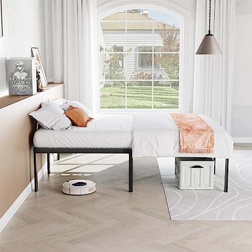 Sweetcrisp Queen Bed Frame - 14 Inch Metal Platform Bed Frames for with Storage Space Under Base, Sturdy Steel Slat Support, No Box Spring Needed 7