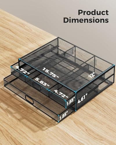 HUANUO 2 Tier Monitor Stand, Metal Monitor Riser with Drawer, Desk Organizer, Monitor Stand with Storage, Desktop Computer Stand for PC, Laptop, Printer 6