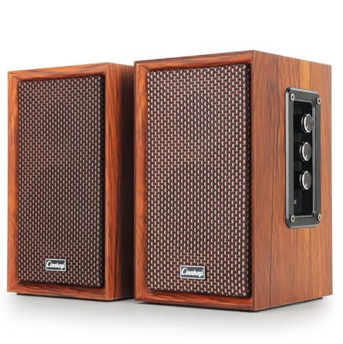 cinnkeyi 40W Computer Speakers, Bluetooth Bookshelf Speakers,2.0 AC Powered Wooden PC Speakers with Strong Bass,7.28" X 2 AC Powered USB Input Speakers with DSP,Wooden Speaker for Laptop