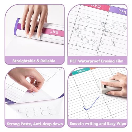 Dry Erase Calendar for Wall - Undated 3 Month Wall Calendar, 28'' x 40'', Erasable & Reusable Wall Calendar, Dry Erase Calendar for Home, Office and School, 10 Round Stickers 5