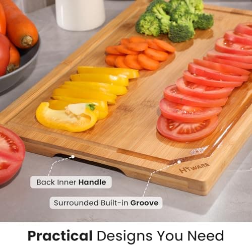 Hiware Extra Large Bamboo Cutting Board for Kitchen, Heavy Duty Wood Cutting Board with Juice Groove, 100% Organic Bamboo, Pre Oiled, 18" x 12" 5