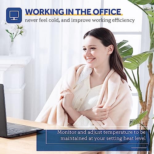 Sealy Electric Blanket with Foot Pocket for Adults, Flannel & Sherpa Heated Blanket Throw with 6 Heating Levels & 2-10 Hours Auto Shut Off, Fast Heating & Machine Washable, 50x62 Inch, Beige 5