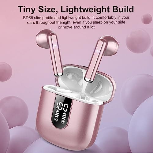 Jesebang Wireless Earbuds, 2024 Bluetooth 5.3 Headphones, Stereo Earphones with ENC Mic, Wireless Headphones in Ear Earbuds with Dual LED Display, 30H Playtime, Gym IP7 Waterproof, Rose Gold 5