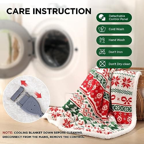 Westinghouse Heated Throw Blanket, Super Soft Flannel to Sherpa Electric Throw with 6 Heating Levels & 2-10 Hours Auto Off, Fast Heating & Overheat Protection, 50x60 Inch, Christmas Tree 7