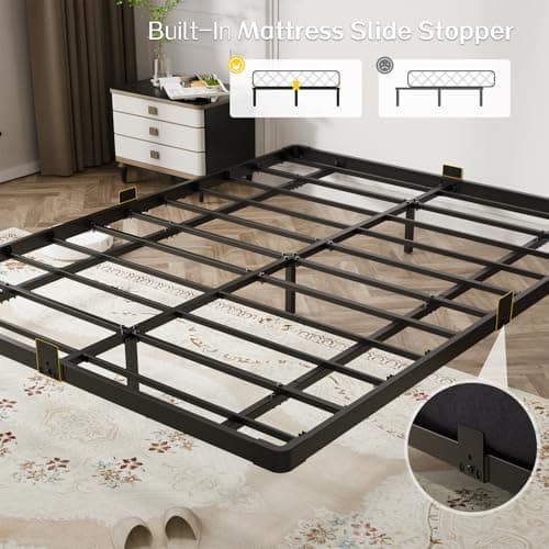 OLEVS Floating Bed Frame Queen Size with Smart LED Lights and Charging Station - Modern Metal Platform Bed, Easy Assembly No Box Spring Needed 6