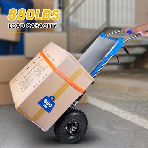 Electric Stair Climbing Dolly, 1200w Electric Hand Trucks Foldable, Large Capacity Stair Climbing Hand Trucks Dolly Cart with 4m Safety Rope, for Mobile Furniture Logistics Warehouse (880 lbs) 6