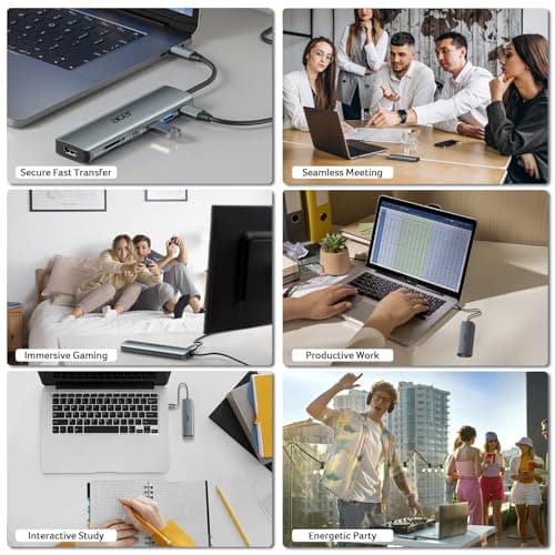 Acer USB C Hub, 7 in 1 Multi-Port Adapter for Laptop, 4K, HDMI Splitter with 2 USB A 3.1 & Type-C to HDMI Data Port, PD 100W Charging, SD Card Reader for Computer, Desktop, Space Grey 9