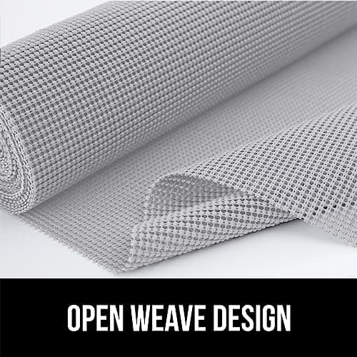 GORILLA GRIP powerGRIP Drawer Shelf and Cabinet Liner, Thick Strong Hold, Non-Adhesive Liners Protect Kitchen Cabinets and Cupboard, Bathroom Drawers, Easy Install, Breathable Mat, 12" x10' Light Gray 7