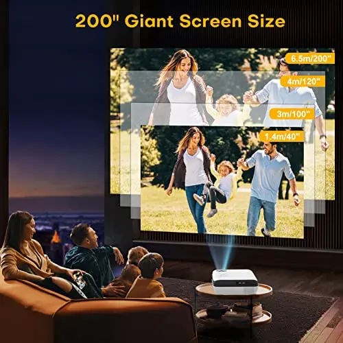 Outdoor movie projector, native 1080P full HD, Bluetooth 5.1, HiFi speaker, 200-inch screen, compatible with laptops, smartphones, Xbox, PS5, suitable for home and bedroom 5