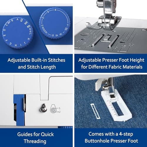 FEIYUE FYe310 Sewing Machine with Foot Pedal, Full Size, Heavy Duty & Portable, 6 Bobbins & 5 Included Sewing Feet 5