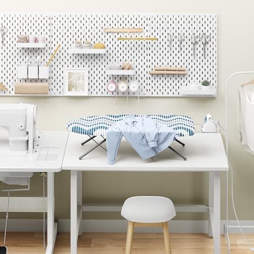 KINGBOARD Tabletop Ironing Board, Small Ironing Boards with Iron Rest, Folding Iron Board, Extra Thick Cover, Portable Tabletop Ironing Board with Non-Slip Feet, 30x12 Blue 7