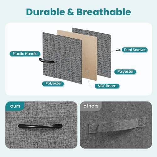 OLIXIS Dresser for Bedroom with 5 Drawers, Wide Chest of Drawers, Fabric Bedroom Dresser with Drawer Organizers, Storage Organizer Unit with Fabric Bins for Closet, Living Room, Hallway, Grey 8