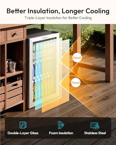EUHOMY Mini Fridge 130 Can Beverage Refrigerator Cooler Glass Door for Soda Wine Beer, Beverage Cooler for Home, Bar, Office with Digital Temperature Control Adjustable Shelves, 3.2 Cu.Ft, Silver 5
