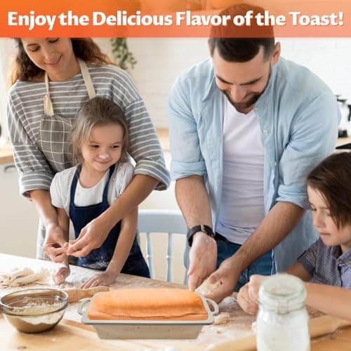 Fimary Loaf Pan 2-Piece Set - Non-Stick Silicone Bread Pan Molds with Metal Reinforcement Frame, Suitable for Homemade Baking, Dishwasher Safe - 10x5x2.4 Inches Milky White 7