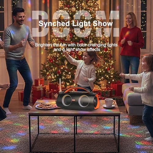 DOSS Extreme Boom Pro Bluetooth Speaker with 100W Stereo Sound, Rich Bass, IPX6 Waterproof, 20H Playtime, Power Bank, Mixed Color Light, Portable for Outdoor, Camping, Beach - Orange 6