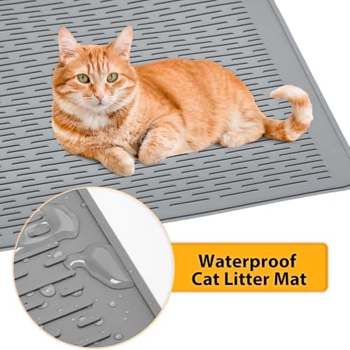 Colewin Cat Litter Mat, Waterproof Soft Litter Mat, 39x27in Large Rubber Litter Box Mat, Washable Easy to Clean, Indoor Floor XL Kitty Litter Trapping Mat 5
