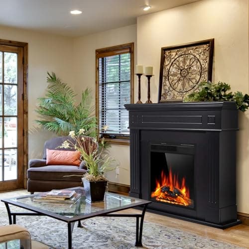43” Electric Fireplace Mantel Freestanding Electric Fireplace, Remote Control, Adjustable Led Flame, 750W/1500W Black 7