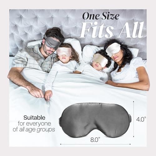 Prushh Adjustable Blackout Silk Sleep Mask - Luxurious 100% Pure Mulberry Eye Mask for Restful Sleep & Travel, Hypoallergenic, Cooling, for Women & Men, Grade 6A Silk (Charcoal Grey) 7