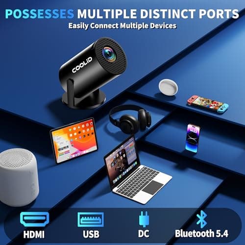 [Built-in Apps & 2026 Upgraded] Mini Projector Support 4K 1080P Auto Keystone 180° Rotatable with WiFi 6 and Bluetooth 5.4, Projector Portable Compatibile with HDMI/TV Stick/Memory Stick/Laptop-Black 6