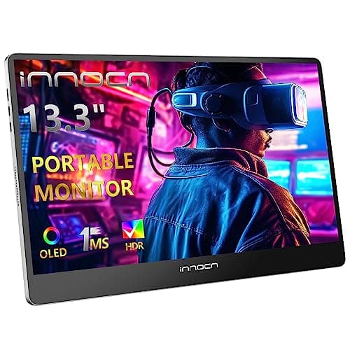 INNOCN 13.3" OLED Portable Monitor 1080P FHD USB-C, HDMI Computer Display HDR Gaming Monitor w/Detachable Stand & Speakers for Laptop PC Mac Tablet PS4 Xbox Switch
