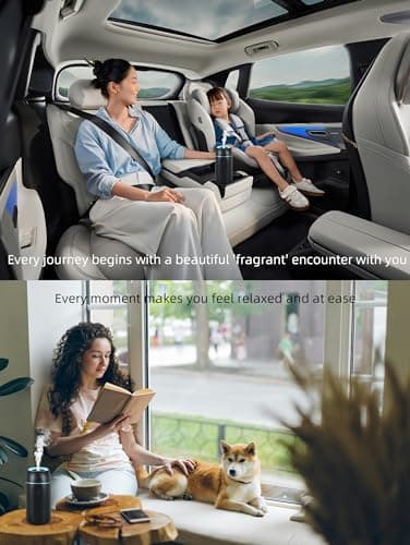 Car Diffuser for Essential Oils Portable Mini Ultrasonic Mist Humidifier 100ml USB Aromatherapy Diffuser Freshener with Colorful Lights for Small Space Home Office Bedroom (Black) 7