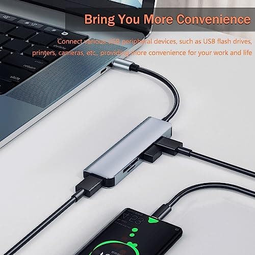 VIENON 5 in 1 Aluminum USB-C Hub with Memory Card Reader and 3 USB 3.0 Ports, for PC, Laptops, MacBook Pro/Air, iMac Pro, Surface and Tablet 6