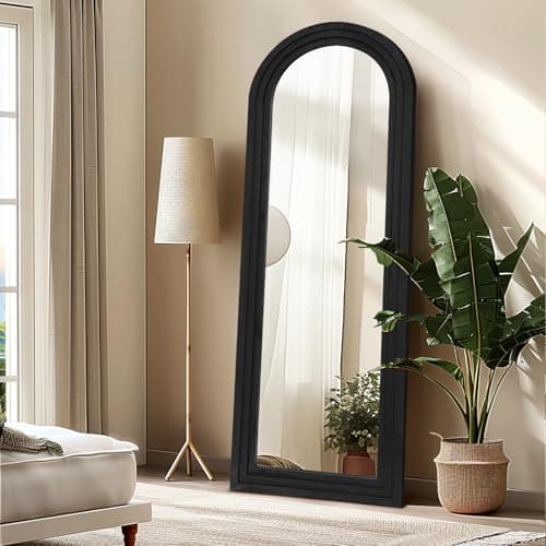 ABSWHLM 65"x22" Arched Full Length Mirror Solid Wood Frame Floor Large Mirror for Living Room, Bedroom Hanging Standing or Leaning Wall-Mounted, Black 8