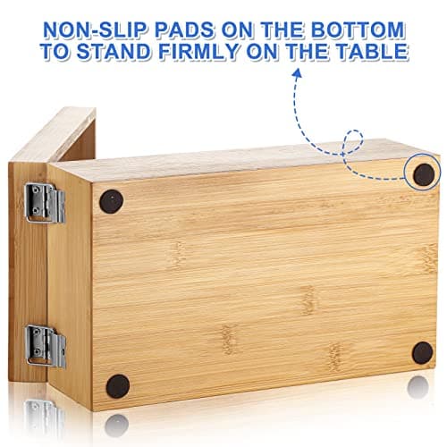 Henoyso 3 x 5 Inch Index Card Holder Set, Bamboo Organizer Box with 50 Dividers & 2 Sheets Alphabet Number Stickers File Note Holders, Holds 1200 Cards for Office Business Home Kitchen, Wooden Color 5