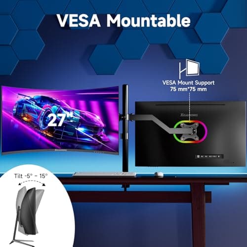 XGaming 27 Inch Curved Gaming Monitor, QHD 2560 x 1440p, 144Hz/165Hz, 16:9 Wide HDR Display, 99% sRGB, FreeSync, 1ms, Built-in Speaker, 2* HDMI & DisplayPort, Tilt Adjustable, Black 8