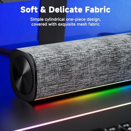 SOULION R100 Bluetooth Computer Speakers with Dynamic LED Light, USB Plug & Play PC Speakers with Switch Button, Clearly Sound Soundbar for Desktop Laptop Monitor(USB-C to USB Adapter Included) 6